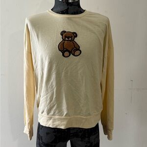 ROMWE Cream Teddy Bear Sweatshirt